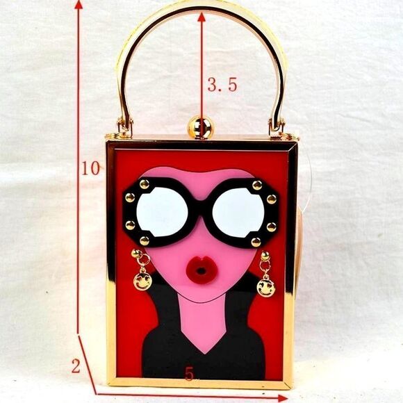 Lady Face Luxury Acrylic Evening Bag - Picture 3 of 12